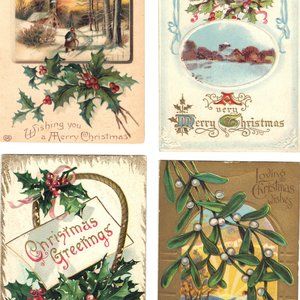 Lot of 4 Antique Christmas Postcards  - Lot 1022